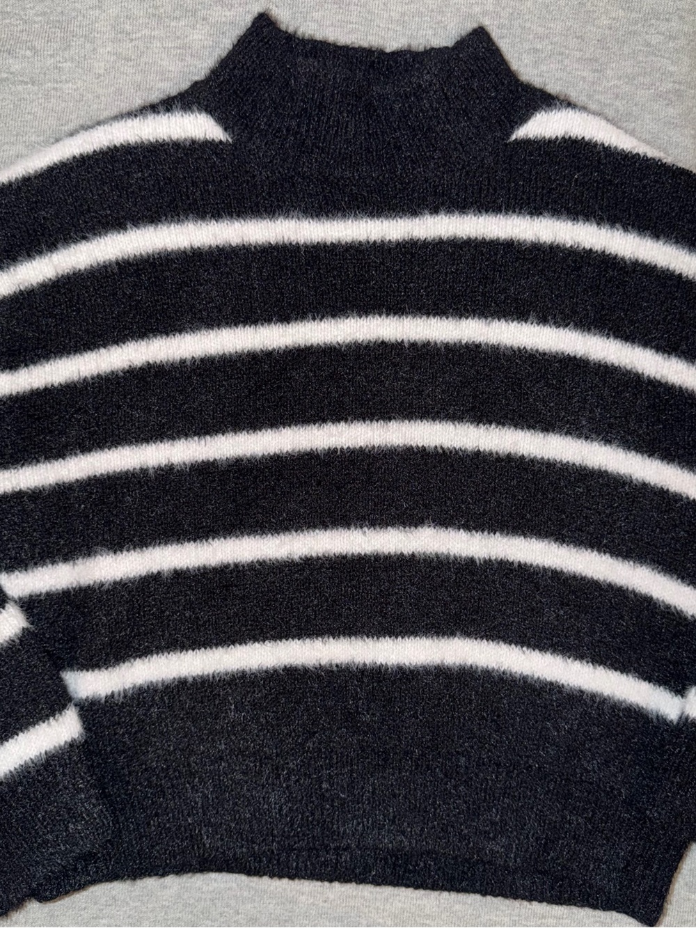 Art Class Girls Black and White Striped Mock Neck Sweater